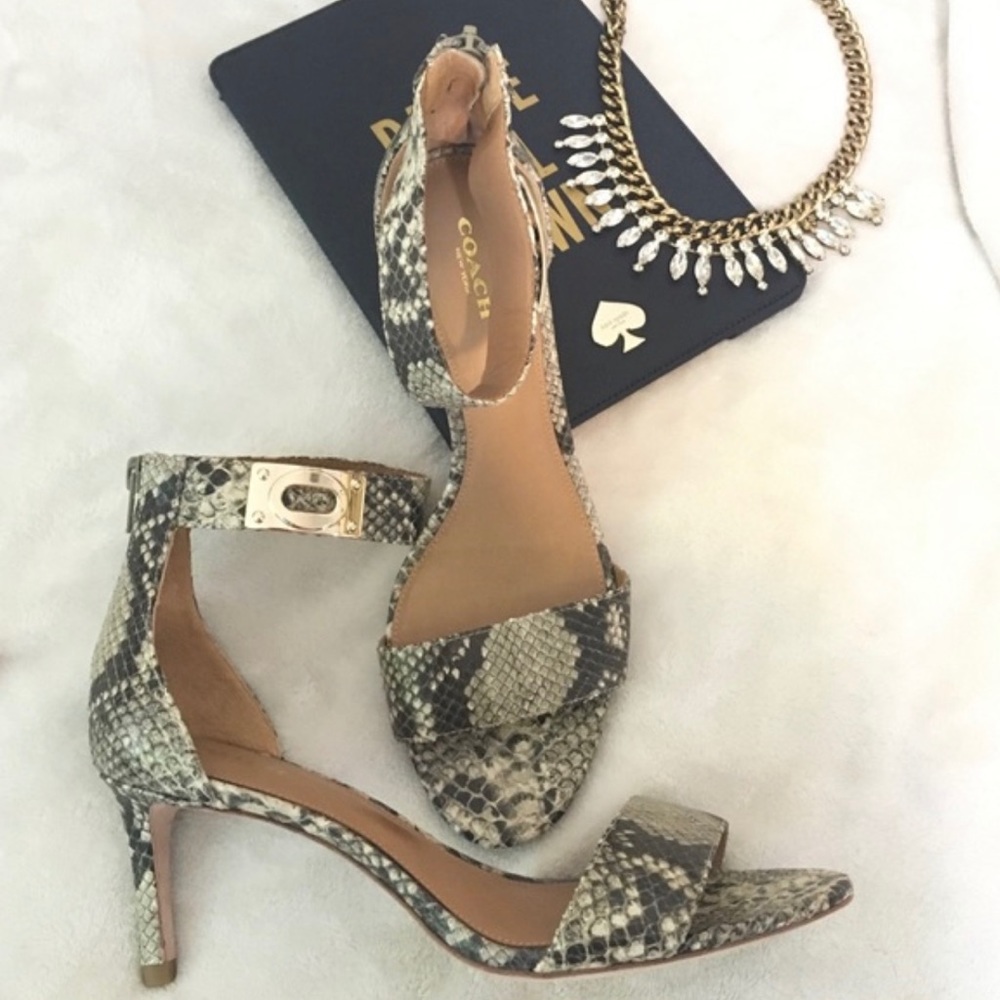 Coach Snakeskin Kitten Heels w/ Hardware